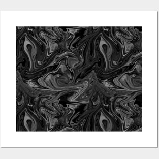 Black Silk Marble - Digital Liquid Paint Posters and Art